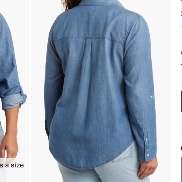 Caslon Plus Chambray Long Sleeve Button-Up Shirt • 3X (22W-24W) - Picture 2 of 6